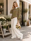 private label striped pullover